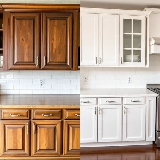 Before and after cabinet refacing transformation in Sacramento kitchen