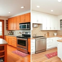 Before and after cabinet refacing results