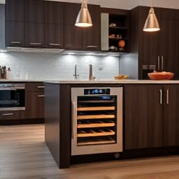 Contemporary kitchen island with built-in appliances