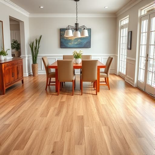 Engineered hardwood floor installation in Sacramento dining room