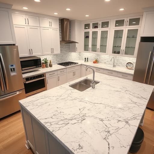 Complete kitchen remodel with premium granite countertop installation