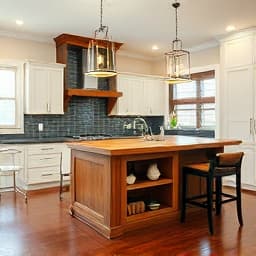 Rustic kitchen island with comfortable bar seating