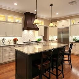 Luxury kitchen island with granite countertop installation