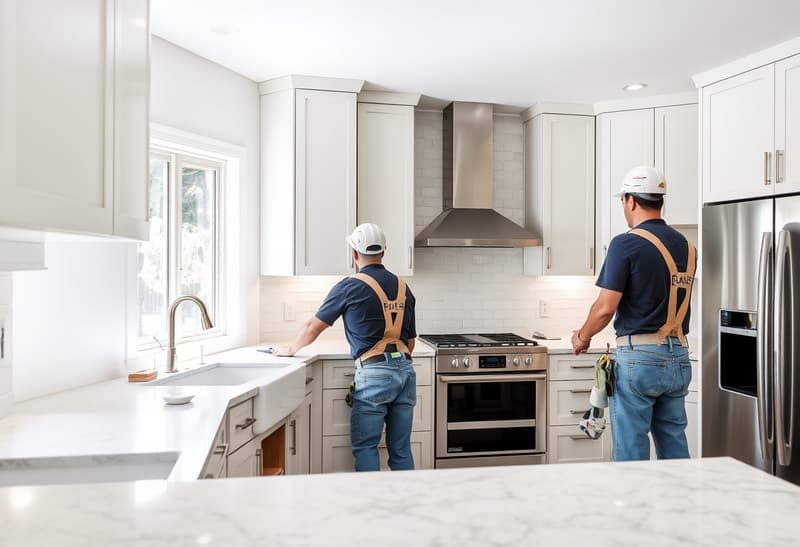 RCI Integrated Construction One team working on a luxury kitchen remodel in Sacramento