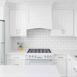 Classic white subway tile backsplash in Sacramento kitchen